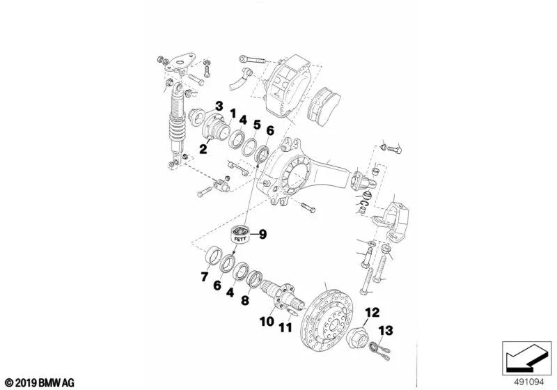 Rodamiento angular de bolas para BMW (OEM 33412500692). Original BMW