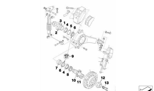 Palier trasero OEM 33412484790 para BMW E36,E46,E90,E91,E92,E93,E81,E82,E87,E88,F20,F21,F22,F23,F30,F31,F34,F32,F33,F36,X1 E84. Original BMW.