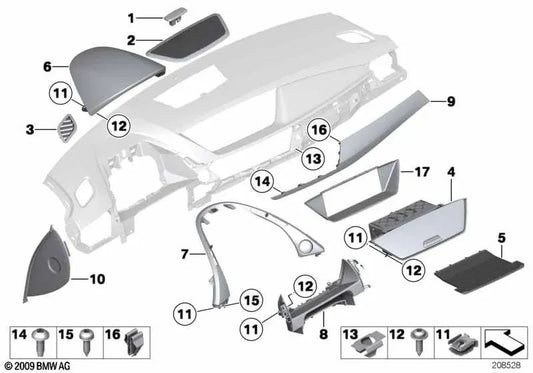 Painel de instrumentos de alumínio polido para BMW E84 (OEM 51458049413). BMW originais.