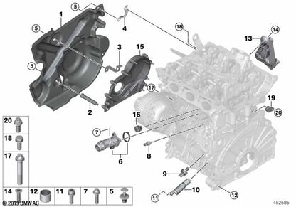 Front acoustic cover for BMW 1 Series F52, 2 Series F45, F46, X1 F48, F49, X2 F39 (OEM 11148514325). Original BMW