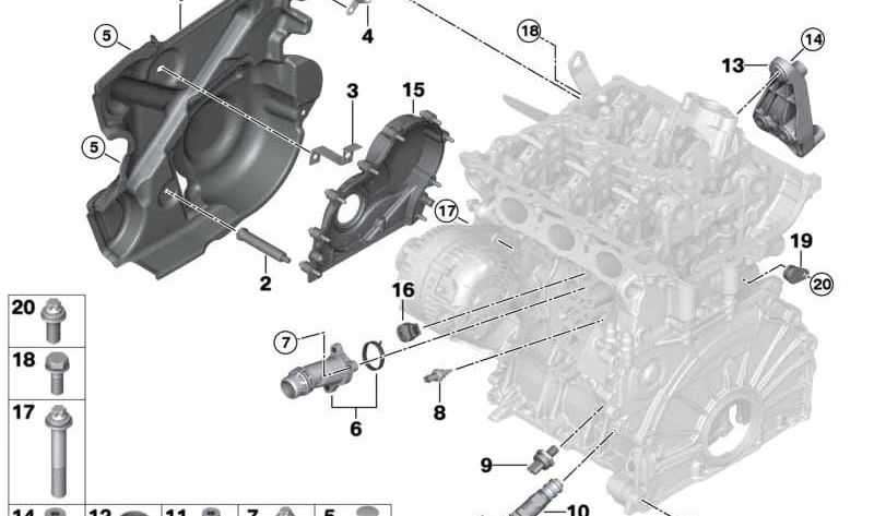 Soporte Cubierta para BMW F52 Serie 1, F45, F46 Serie 2, X1 F48, F49, X2 F39, MINI F54, F55, F56, F57, F60 (OEM 11148621789). Original BMW