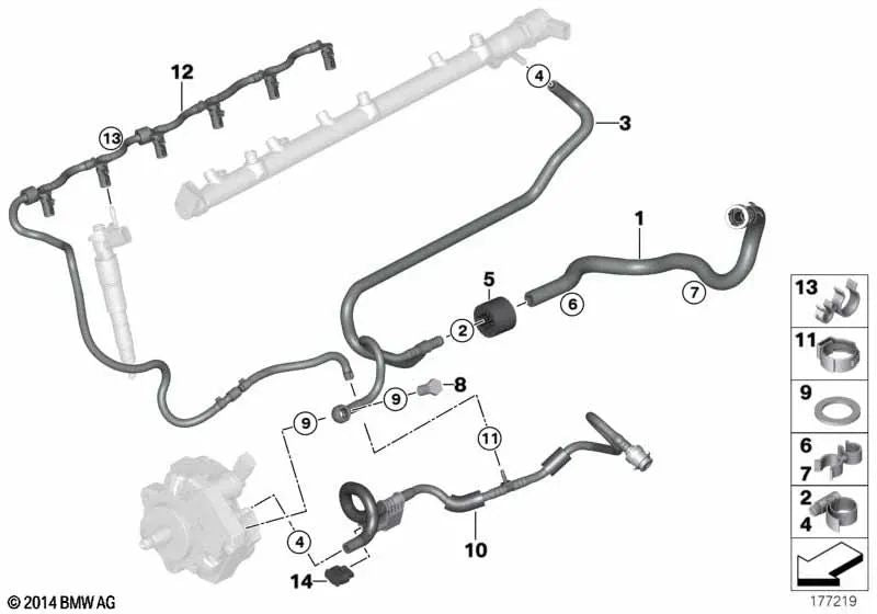 Retorno de combustível Dirigindo para BMW X5 E70, E70N, X6 E71 (OEM 13537796060). BMW original