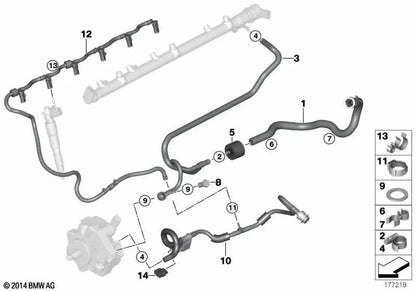 Retorno de combustível Dirigindo para BMW X5 E70, E70N, X6 E71 (OEM 13537796060). BMW original