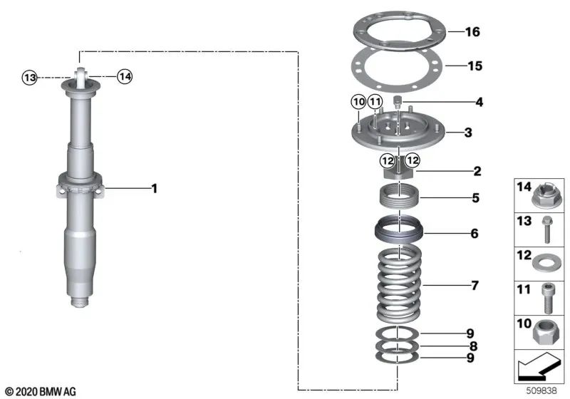 Renforcement des roulements de support droit pour la série BMW 3 F80, F80N, série 4 F82, F82N, F83, F83N (OEM 31302361992). BMW d'origine