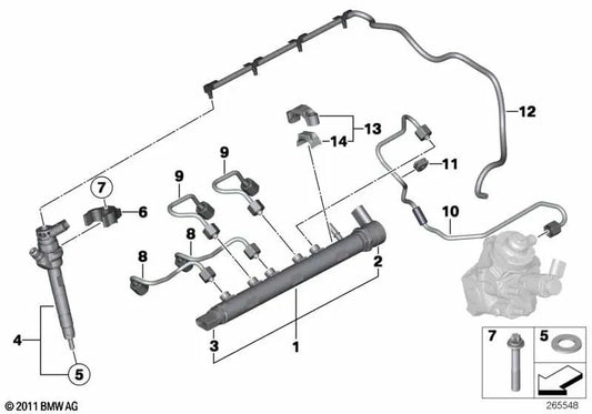 Accumulateur de pression pour BMW E81, E82, E87N, E88 Série 2 F22 Série 3 E90, E90N, E91, E91N, F30, F31, F34 Série 4 F36 X1 E84 (OEM 13537809127). BMW d'origine.