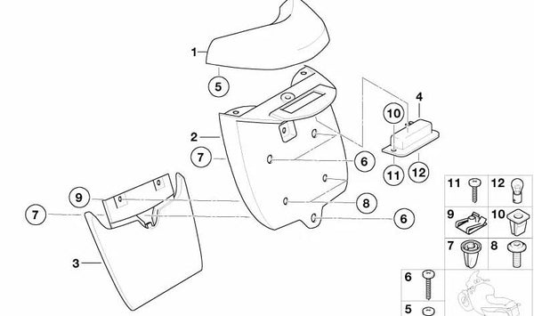 Cubierta para luz de matrícula OEM 46627658380 para motos BMW F 650 CS (K14). Original BMW Motorrad.