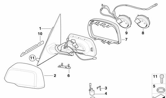 OMEFAKTIBLICHE LINKS EXTERNAL REHROVISOR OEM 51163448131 für BMW x3 E83. Original BMW.