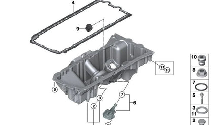 Cárter de aceite para BMW F15, F16 (OEM 11137635651). Original BMW.