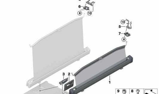 Suporte para a rede de separação traseira esquerda para a série BMW 5 G31, G31N (OEM 51477387503). BMW original