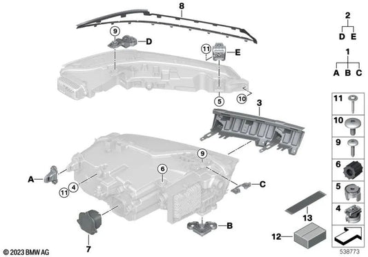 Supporto per fari sinistra per BMW G07N (OEM 63115A326B3). BMW originale