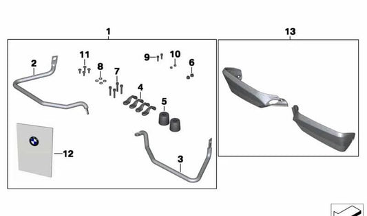 Abrazadera de sujeción OEM 77328523247 para BMW Motorrad F800GS (FK72) modelos 2012-2017. Original BMW Motorrad.
