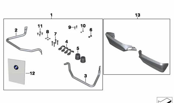 Abrazadera de sujeción OEM 77328523247 para BMW Motorrad F800GS (FK72) modelos 2012-2017. Original BMW Motorrad.