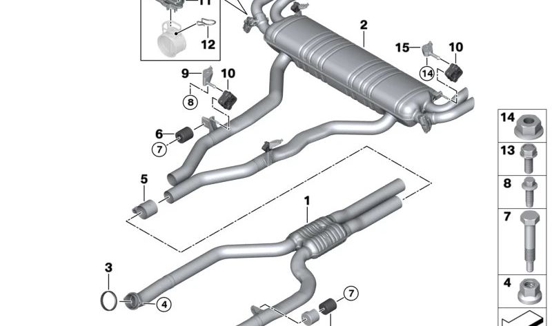 Intermediate Silent OEM 18308578189 for BMW F15, G05, G06. Original BMW.