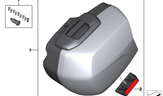 Maleta Touring derecha OEM 77419832026 en color LIGHTWHITE para motos BMW F 900 XR, R 1200 R, R 1250 RS... y más. Original BMW Motorrad.