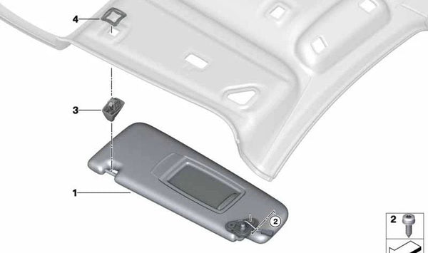 Visera parasol con etiqueta derecha para BMW Serie 7 G11, G12 (OEM 51168062816). Original BMW.