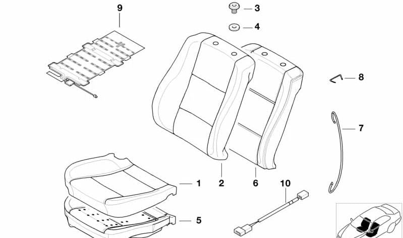 Seat backup cover OEM 52108176100 for BMW E38. Original BMW.
