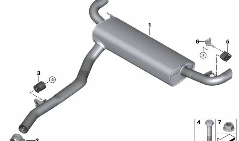 Silenciador trasero para BMW G07 (OEM 18308470072). Original BMW