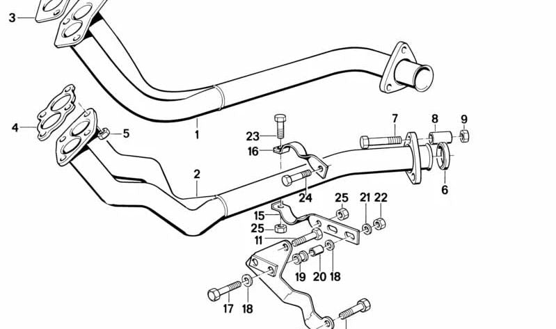 Tubo de escape delantero OEM 18111175523 para BMW E28. Original BMW.