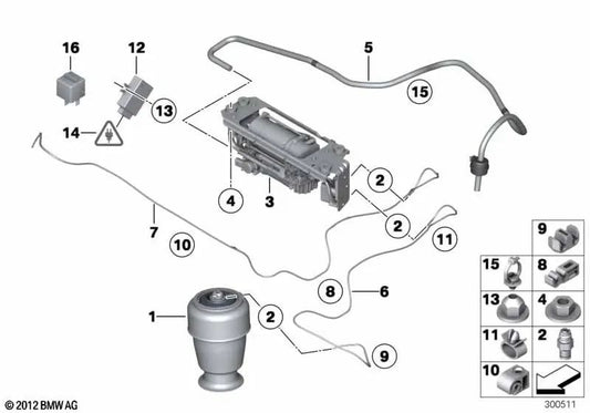 Pneumatische Aufhängungssteuereinheit für BMW 5 F11 -Serie, F11N (OEM 37146860386). Original BMW