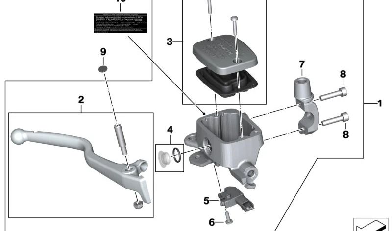 Palanca de freno de estacionamiento derecha OEM 32729480022 para motos BMW C 400 GT, C 400 X, C600 Sport. Original BMW Motorrad.