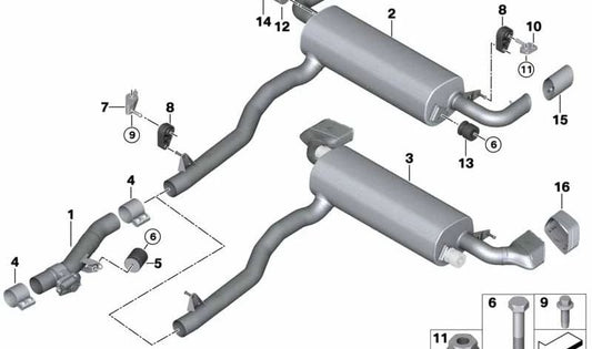 Embellecedor de salida de escape cromado OEM 18308631956 para BMW G30, G31, G32. Compatible con modelos Serie 5 y Serie 6 Gran Turismo. Pieza original BMW.