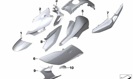 Copertura in basso a sinistra del deposito OEM 46638526325 per BMW Motorrad K1600GT, K1600GTL, K1600B, C600Sport, C650GT. BMW MOTORAD originale.