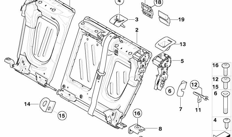 Estructura respaldo asiento izquierdo OEM 52207247747 para BMW E91. Original BMW.