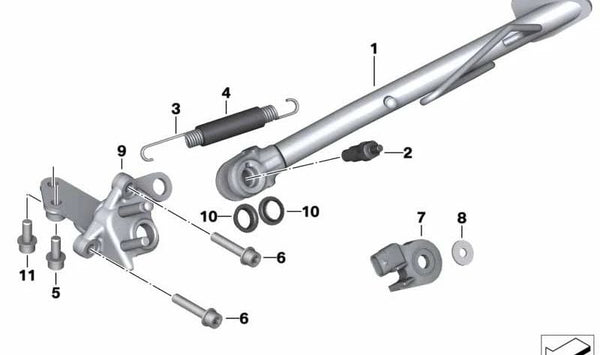 Tornillo caballete lateral OEM 46538534651 para BMW Motorrad K1, K100, K100LT, K100RS, K100RT, K1100LT, K1100RS, K75, K75C, K75RT, K75S. Original BMW Motorrad.