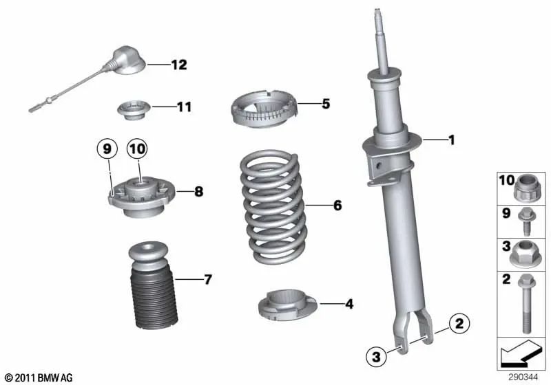 Fronthelikale Quellen für BMW F12, F12N (OEM 31337850122). Original BMW