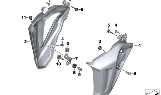 Soporte de revestimiento derecho OEM 46638546242 para motos BMW F800R (K73). Original BMW Motorrad.