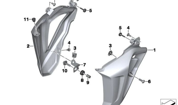 Soporte de revestimiento derecho OEM 46638546242 para motos BMW F800R (K73). Original BMW Motorrad.