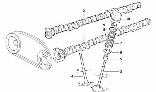 Válvula de admisión con eje +0,1mm OEM 11341739832 para BMW E34, E36, E38, E39, Z3. Original BMW.