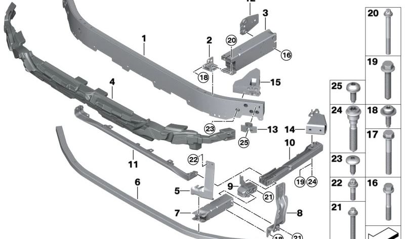 Conexão vertical direita para BMW X1 U11, U12, MINI U25 (OEM 51119883574). BMW originais.