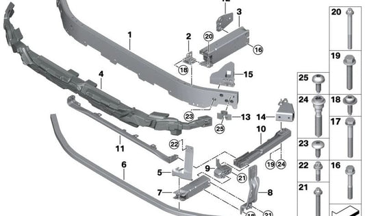 Conexão vertical direita para BMW X1 U11, U12, MINI U25 (OEM 51119883574). BMW originais.