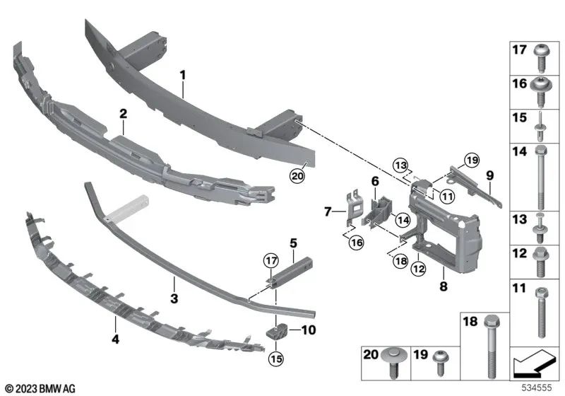 Connexion verticale gauche pour BMW G42, G87, G20, G20N, G21, G21N, G28, G28N, G80, G81, G22, G23, G26, G82, G83 (OEM 51117422223). BMW d'origine.