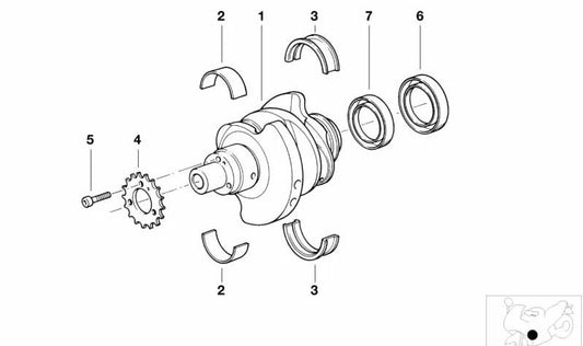 Semicojinete verde OEM 11211341574 para motos BMW R 850 GS, R 1100 GS, R 1150 GS, R 1150 RT, R 1200 C... y más. Original BMW Motorrad.