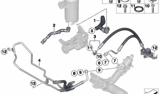 OEM Return Pipe 32416793665 for BMW E70, E71, F15, F16. Genuine BMW