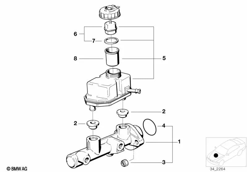 Chiusura dell'interruttore di avvertimento per BMW E30, E36 Series 3, E34 Series 5, E32 Series 7 (OEM 34321162810). BMW originale