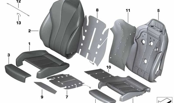 Elemento calefactor de asiento confort OEM 52107451293 para BMW G14, G15, G16. Original BMW.