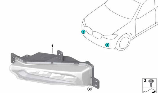 Piloto antiniebla LED izquierdo OEM 63177412527 para BMW G01 (X3), G02 (X4). Compatible con todos los modelos indicados. Recambio original BMW.