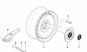 Tapa del cubo para BMW E34, E32 (OEM 36131180293). Original BMW