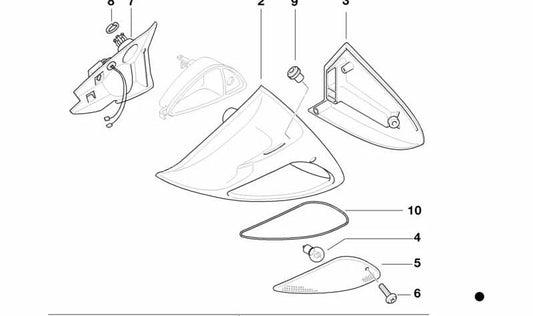 Tapa izquierda OEM 63132305811 para motos BMW K 1200 RS, K 1200 LT. Original BMW Motorrad.
