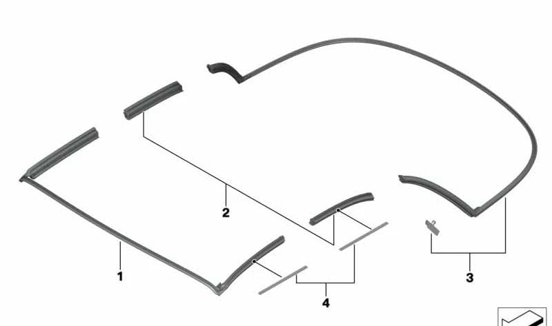 Juego de juntas para mecanismo del techo OEM 54347421661 para BMW F23. Original BMW.