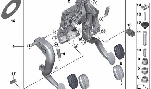 OEM CUBEPEDAL 35206860691 pour BMW F40, F44, F45, F45N, F46, F46N, F48, F48N, F39. Pièce BMW originale.