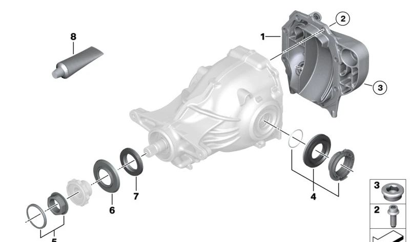 Juego de juntas para diferencial trasero OEM 33108860346 para BMW F20, F21, F22, F23, G42, F30, F31, F34, G20, G21, G28, F32, F33, F36, G22, G23, G26, F07, F10, F11, G30, G31, G60, G61, G68, F06, F12, F13, G32, F01, F02, G11, G12, G70, G16, F25, G01,