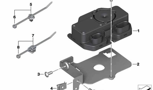 Soporte para mecanismo de mando de alarma antirrobo OEM 77538525488 para motos BMW C 650 Sport, C 650 GT. Original BMW Motorrad.
