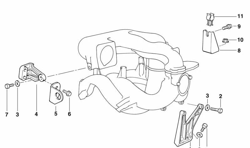 Abrazadera soporte válvula OEM 11611739346 para BMW E36, E46, E34. Original BMW.