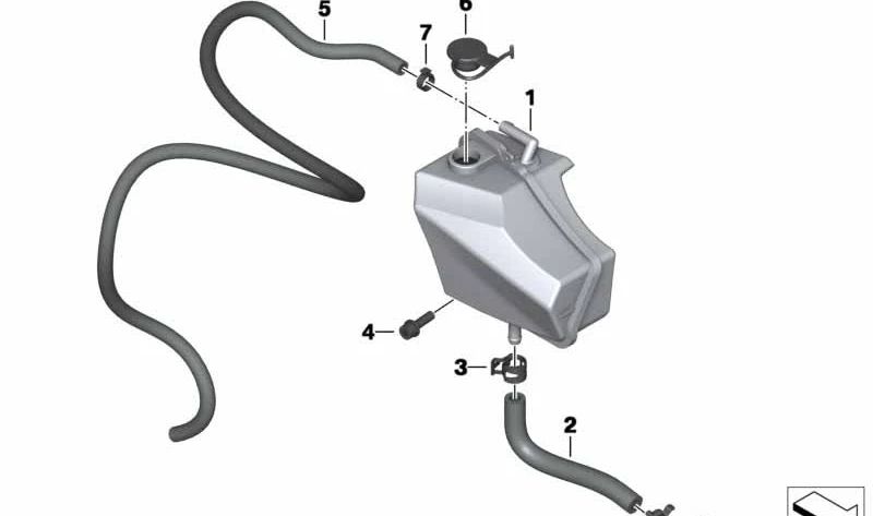 Depósito de compensación OEM 17118525449 para motos BMW F 800 GT, F 800 S, F 800 ST, F 800 R. Original BMW Motorrad.