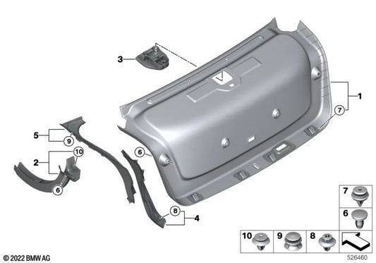 Rear right water channel cover for BMW G70 (OEM 51499466974). Original BMW