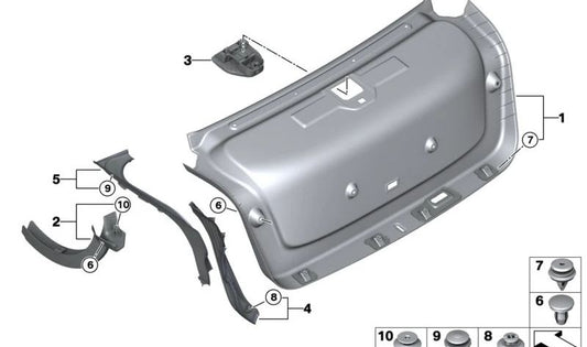 Revestimiento inferior del portón trasero para BMW G70 (OEM 51499466970). Original BMW.